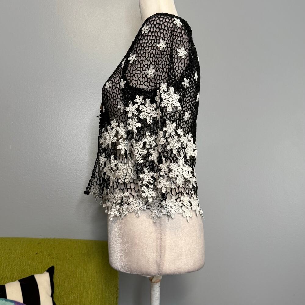 Rabbit Rabbit Rabbit Designs Black White Floral Sheer Lace Jacket - Picture 3 of 7